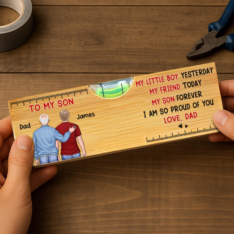 Custom Wooden Bottle Opener With Built-in Spirit Level - Personalized Birthday Gifts For Mom, Dad, Son - My Little Boy