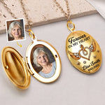 Custom Photo Locket Necklace - Personalized Memorial Sympathy Gifts For Loss Of Mom, Dad - Forever In Our Hearts