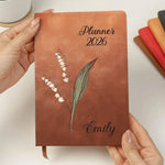 Custom Leather Writing Journal - Personalized Birthday Gifts For Besties, Sisters, BFF, Family, Yourself - Building My Tomorrow With Intention