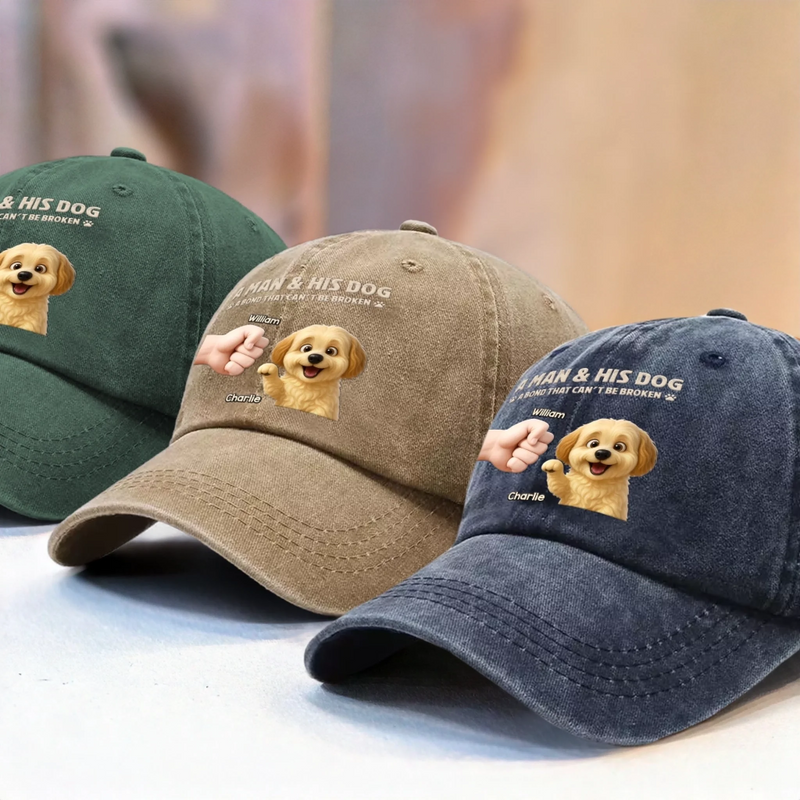 Custom Vintage Washed Denim Baseball Cap - Personalized Christmas Birthday Gifts For Dog Lovers, Dog Dad And Mom - This Is My Emotional Support Legend
