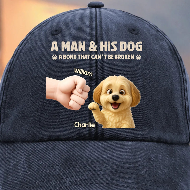 Custom Vintage Washed Denim Baseball Cap - Personalized Christmas Birthday Gifts For Dog Lovers, Dog Dad And Mom - This Is My Emotional Support Legend