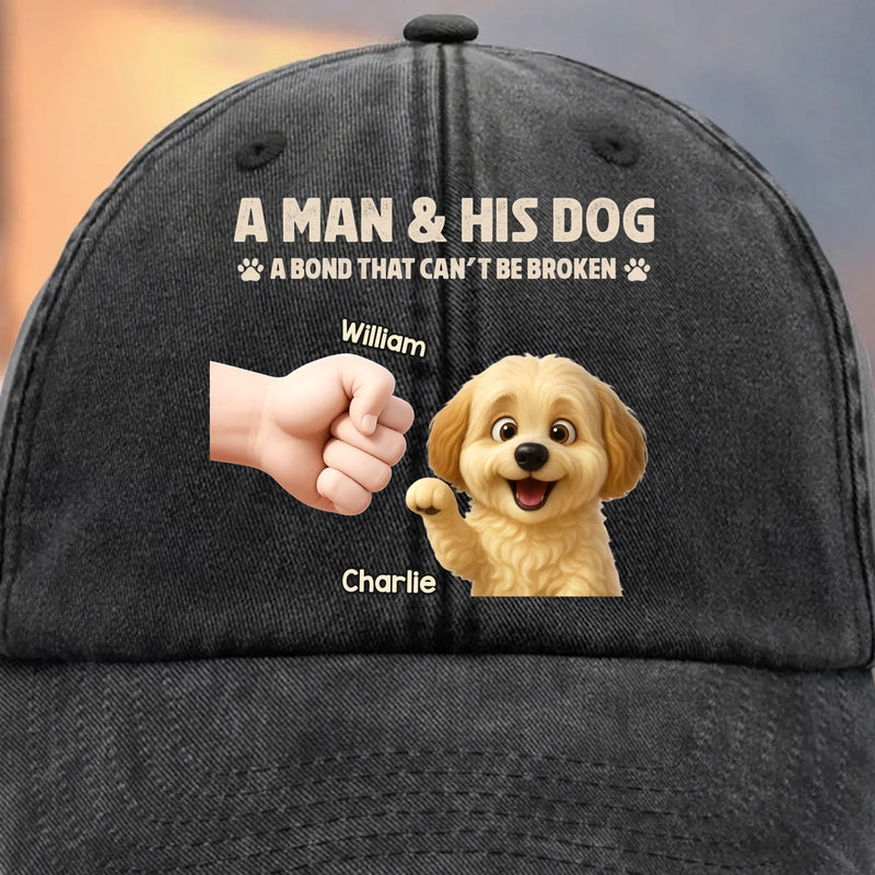 Custom Vintage Washed Denim Baseball Cap - Personalized Christmas Birthday Gifts For Dog Lovers, Dog Dad And Mom - This Is My Emotional Support Legend