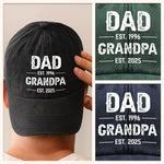 Custom Dad to Grandpa Gifts With Est. Years - Personalized Washed Baseball Cap