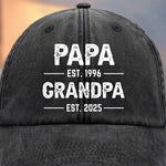 Custom Dad to Grandpa Gifts With Est. Years - Personalized Washed Baseball Cap