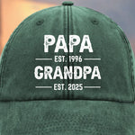 Custom Dad to Grandpa Gifts With Est. Years - Personalized Washed Baseball Cap