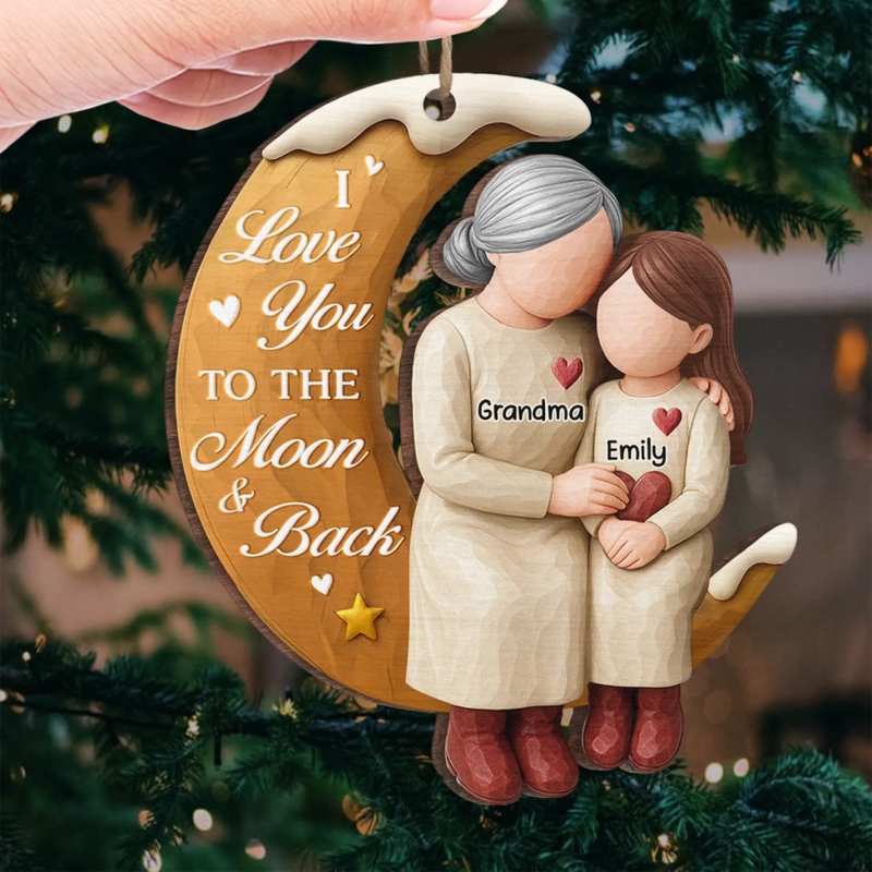 Custom Wood Ornament - Personalized Christmas Birthday Gifts For Grandma - A Heart Shaped By You