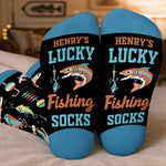 Custom Crew Socks - Personalized Christmas Birthday Fishing Gifts For Fisherman - Walk Like A Lucky Angler