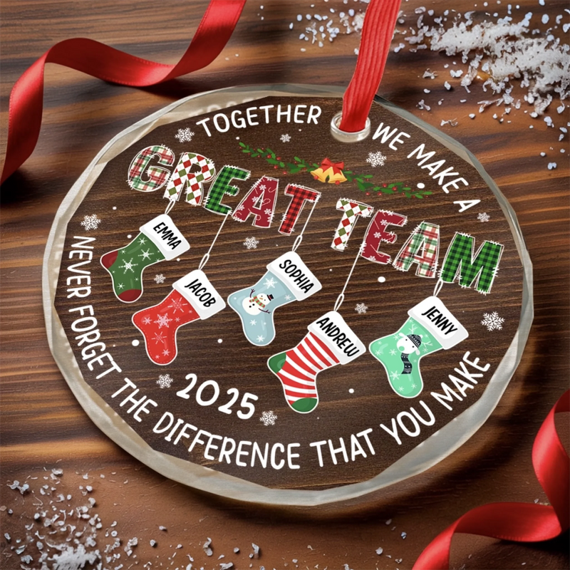 Custom Circle Glass Ornament - Personalized Christmas Birthday Gifts For Coworker, Work Bestie - Together We Make A Great Team