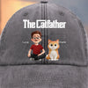 Custom Vintage Washed Denim Baseball Cap - Personalized Birthday Gifts For Cat Lovers, Cat Mom And Dad - Feline Father Figure