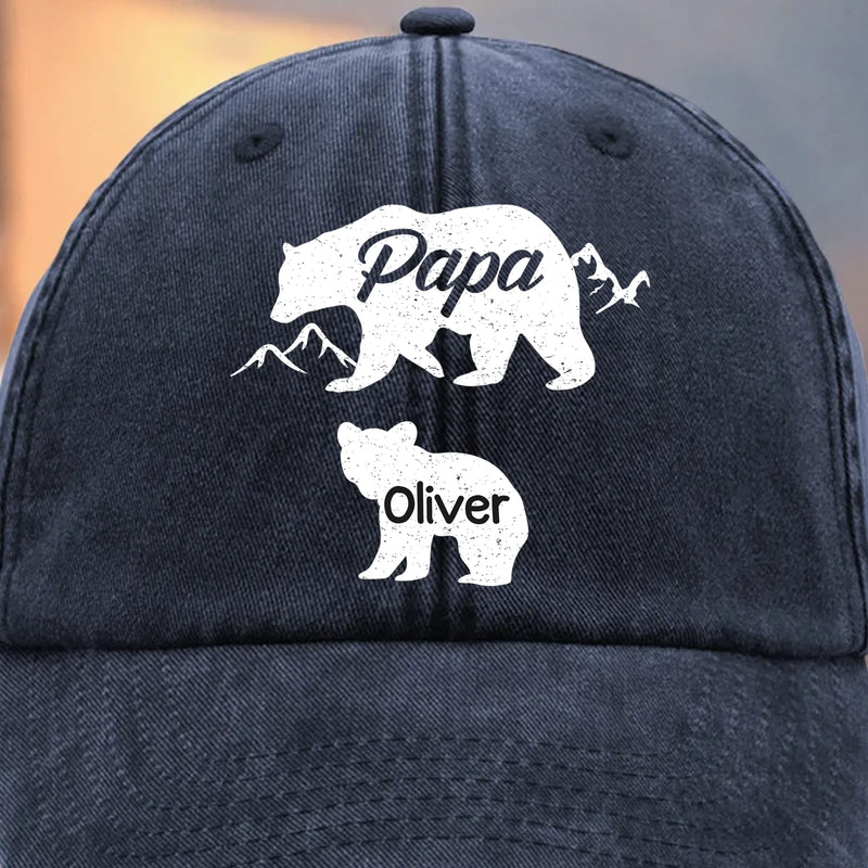 Custom Vintage Washed Denim Baseball Cap - Personalized Birthday Gifts For Dad, Grandpa - Cherishing Moments By Your Side