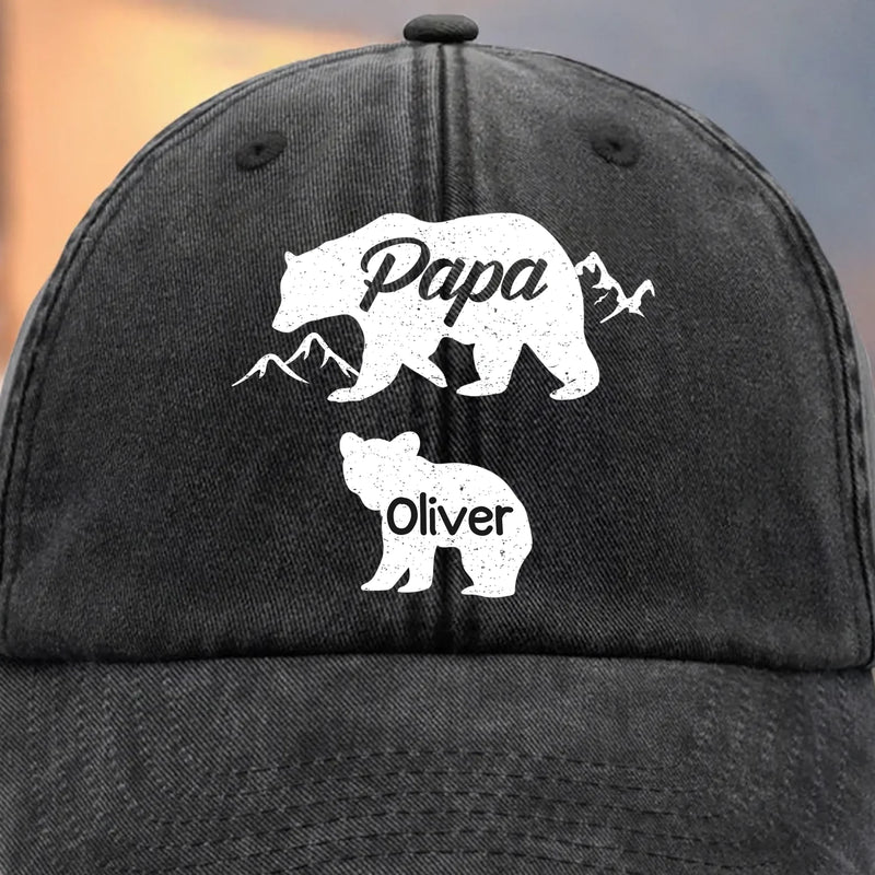 Custom Vintage Washed Denim Baseball Cap - Personalized Birthday Gifts For Dad, Grandpa - Cherishing Moments By Your Side