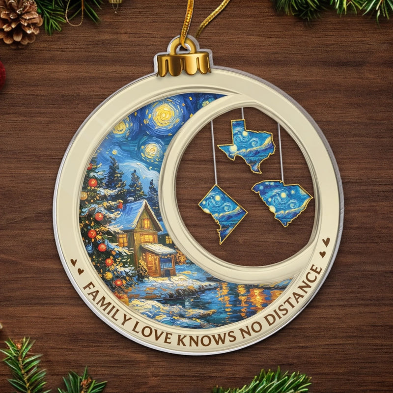 Custom Long Distance Acrylic Ornament - Personalized Christmas Birthday Gifts For Mom, Dad, Brother, Sister, Kids - Our Love Maps The Way