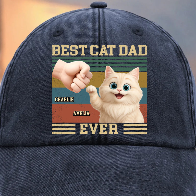 Custom Vintage Washed Denim Baseball Cap - Personalized Birthday Gifts For Cat Lovers, Cat Mom And Dad - Cat Dad On Duty