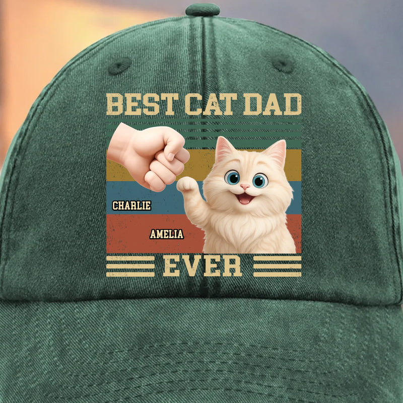 Custom Vintage Washed Denim Baseball Cap - Personalized Birthday Gifts For Cat Lovers, Cat Mom And Dad - Cat Dad On Duty