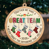 Custom Wood Ornament - Personalized Christmas Birthday Gifts For Coworker, Work Bestie - Thankful For This Teamwork