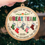 Custom Wood Ornament - Personalized Christmas Birthday Gifts For Coworker, Work Bestie - Thankful For This Teamwork