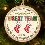 Custom Wood Ornament - Personalized Christmas Birthday Gifts For Coworker, Work Bestie - Thankful For This Teamwork