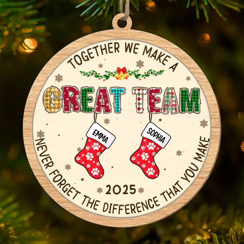 Custom Wood Ornament - Personalized Christmas Birthday Gifts For Coworker, Work Bestie - Thankful For This Teamwork