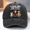Custom Vintage Washed Denim Baseball Cap - Personalized Birthday Gifts For Dog Cat Lovers, Dog Dad And Mom, Cat Owners - Fur Family Supremacy