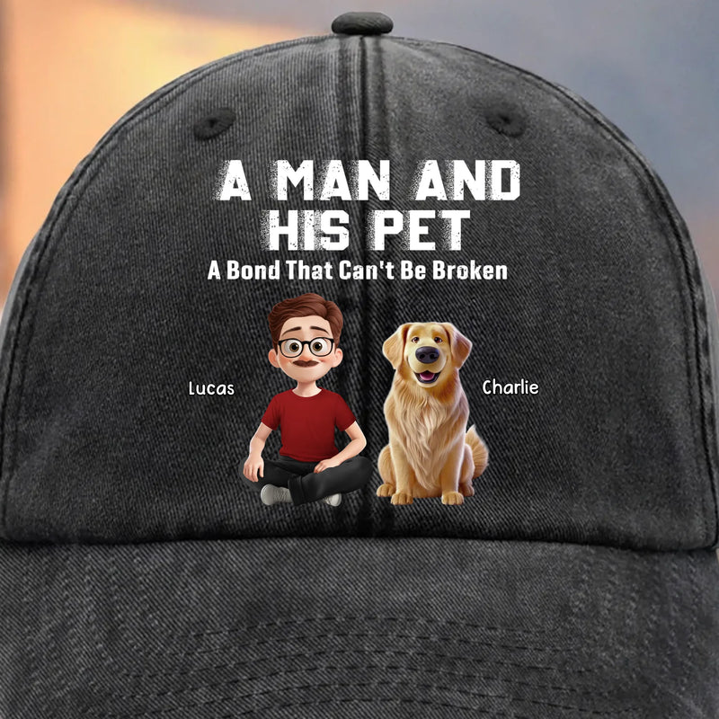 Custom Vintage Washed Denim Baseball Cap - Personalized Birthday Gifts For Dog Cat Lovers, Dog Dad And Mom, Cat Owners - Fur Family Supremacy