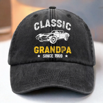Custom Vintage Washed Denim Baseball Cap - Personalized Birthday Gifts For Dad, Grandpa - Growing Braver With You Here