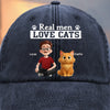 Custom Vintage Washed Denim Baseball Cap - Personalized Birthday Gifts For Cat Lovers, Cat Mom And Dad - Cool Guys Love Kitties