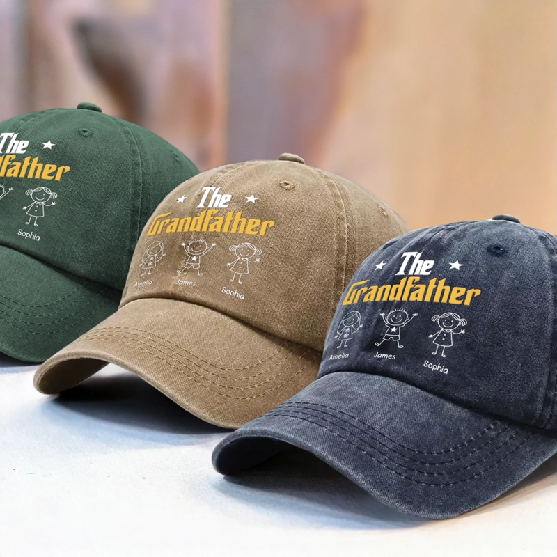 Custom Vintage Washed Denim Baseball Cap - Personalized Birthday Gifts For Dad, Grandpa - Childhood Feels Warmer With You