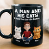 Custom Black Mug - Personalized Birthday Gifts For Cat Lovers, Cat Mom And Dad - Happiness Has Whiskers