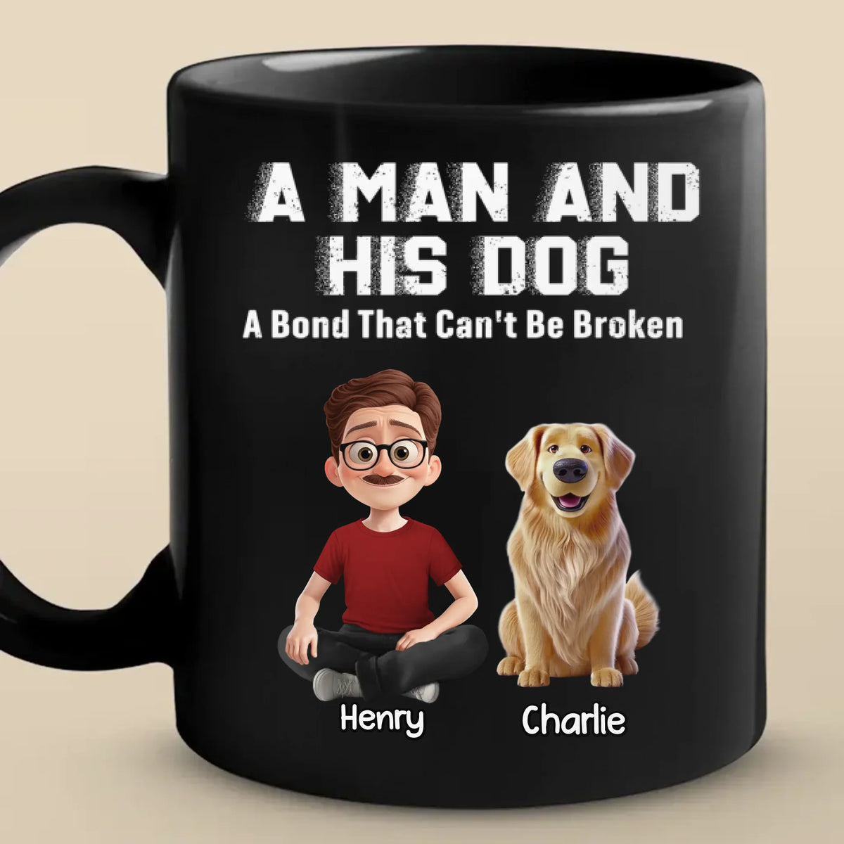 Custom Black Mug - Personalized Birthday Gifts For Dog Lovers, Dog Dad And Mom - Fueled By Dogs And Coffee