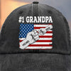 Custom Vintage Washed Denim Baseball Cap - Personalized Birthday Gifts For Dad, Grandpa - Small Hands Trust Your Strength