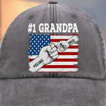 Custom Vintage Washed Denim Baseball Cap - Personalized Birthday Gifts For Dad, Grandpa - Small Hands Trust Your Strength