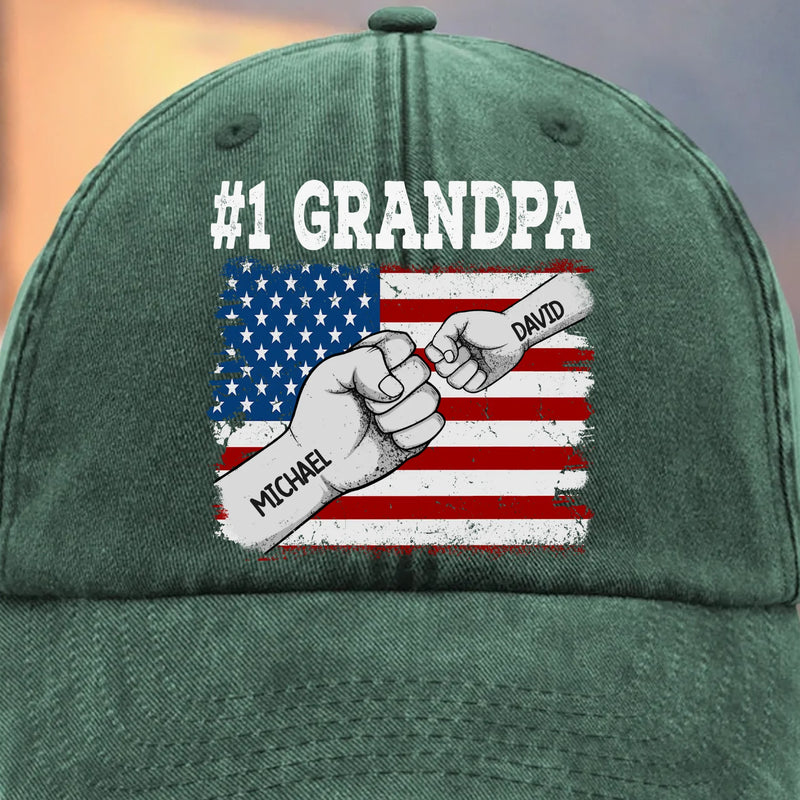 Custom Vintage Washed Denim Baseball Cap - Personalized Birthday Gifts For Dad, Grandpa - Small Hands Trust Your Strength