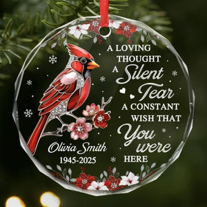 Custom Circle Glass Ornament - Personalized Christmas Memorial Sympathy Gifts For Loss Of Mom, Dad - A Visit From Heaven
