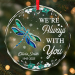 Custom Circle Glass Ornament - Personalized Christmas Memorial Sympathy Gifts For Loss Of Mom, Dad - A Visit From Heaven