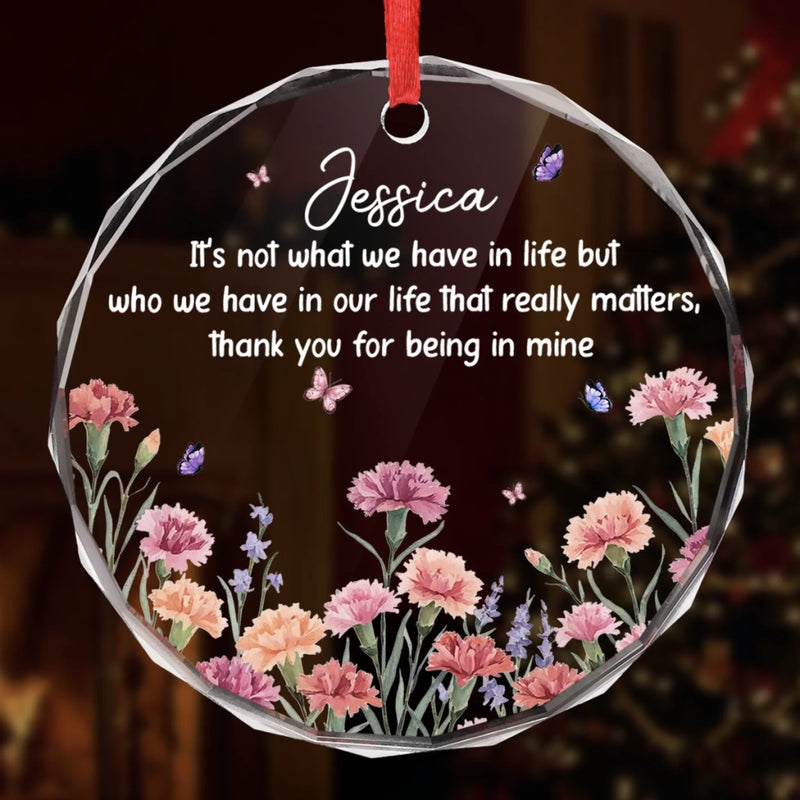 Custom Circle Glass Ornament - Personalized Best Friend Christmas Birthday Gifts For Women, Besties, Sisters, BFF - Bestie Season Is Every Season
