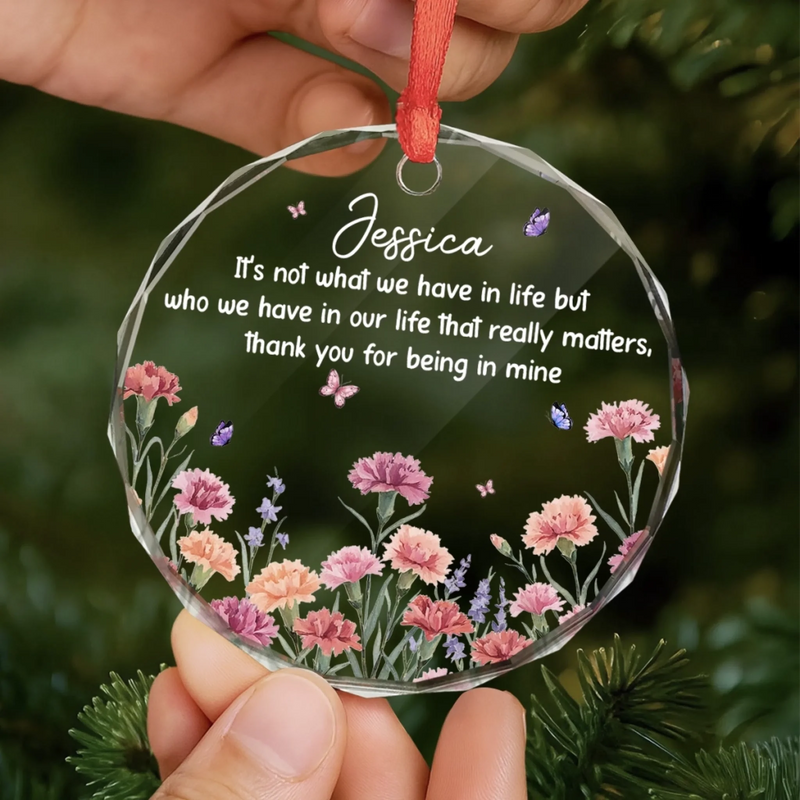 Custom Circle Glass Ornament - Personalized Best Friend Christmas Birthday Gifts For Women, Besties, Sisters, BFF - Bestie Season Is Every Season