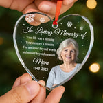 Custom Photo Heart Glass Ornament - Personalized Christmas Memorial Sympathy Gifts For Mom, Dad - I Carry You In My Heart