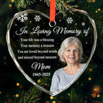 Custom Photo Heart Glass Ornament - Personalized Christmas Memorial Sympathy Gifts For Mom, Dad - I Carry You In My Heart