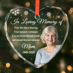 Custom Photo Heart Glass Ornament - Personalized Christmas Memorial Sympathy Gifts For Mom, Dad - I Carry You In My Heart