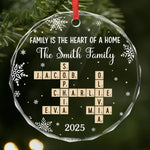 Custom Scrabble Circle Glass Ornament -   Personalized Christmas Birthday Gifts For Mom, Dad, Brother, Sister, Kids - Home Built With Shared Love
