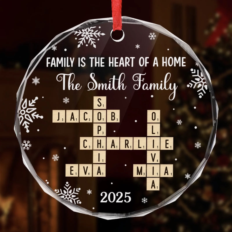 Custom Scrabble Circle Glass Ornament -   Personalized Christmas Birthday Gifts For Mom, Dad, Brother, Sister, Kids - Home Built With Shared Love