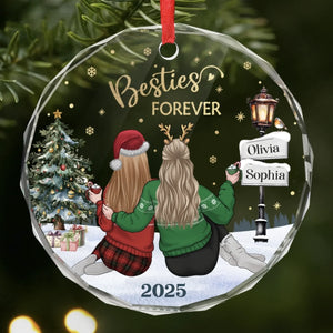 Custom Circle Glass Ornament - Personalized Best Friend Christmas Birthday Gifts For Women, Besties, Sisters, BFF - Laughing Through Every Little Chaos