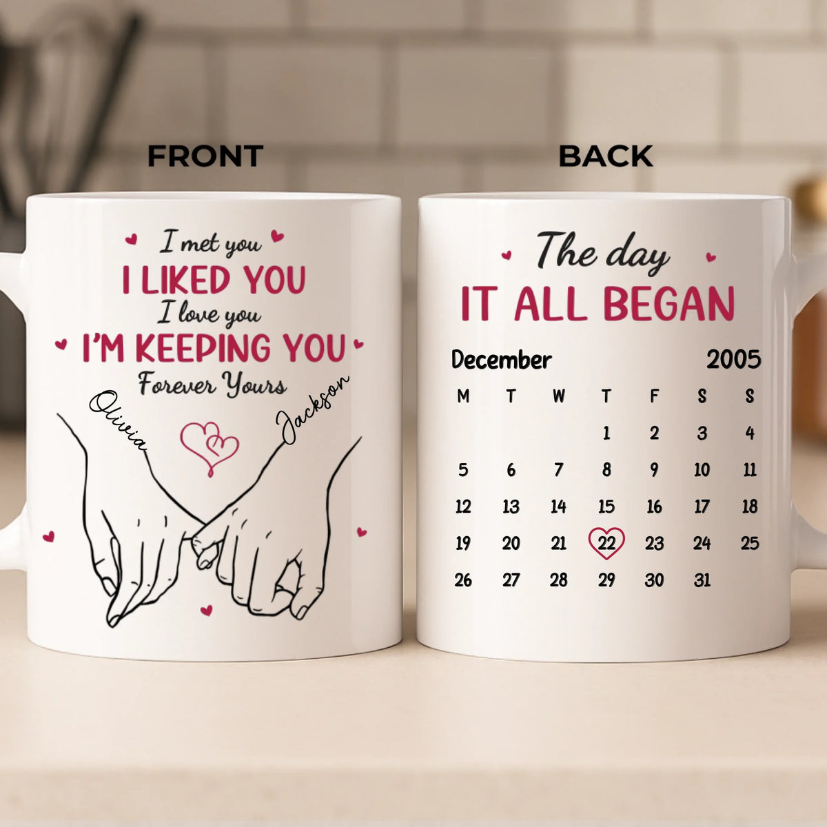 Custom Mug - Personalized Anniversary Wedding Gifts For Husband And Wife, Him And Her - The Day It All Began