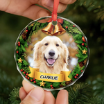 Custom Pet Photo Christmas Gifts for Dog Lovers - Personalized Glass Ornament