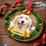 Custom Pet Photo Christmas Gifts for Dog Lovers - Personalized Glass Ornament