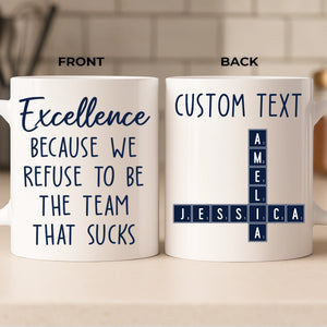 Custom Scrabble Mug - Personalized Birthday Gifts For Coworker, Work Bestie - Building Great Days Together Here