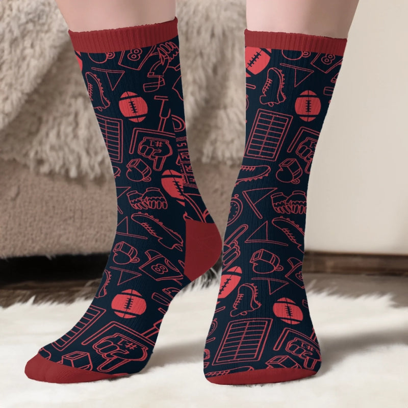 Custom Football Crew Socks - Personalized Christmas Birthday Football Gifts For Football Lovers, Sports Fans, Sports Lovers - Kickoff Is My Therapy