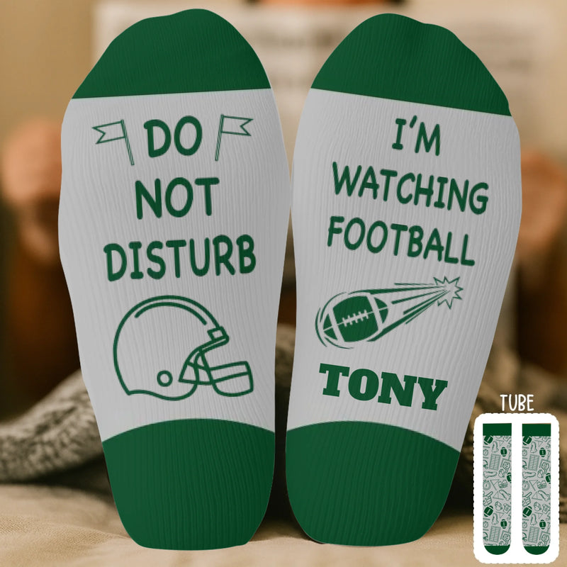 Custom Football Crew Socks - Personalized Christmas Birthday Football Gifts For Football Lovers, Sports Fans, Sports Lovers - Kickoff Is My Therapy