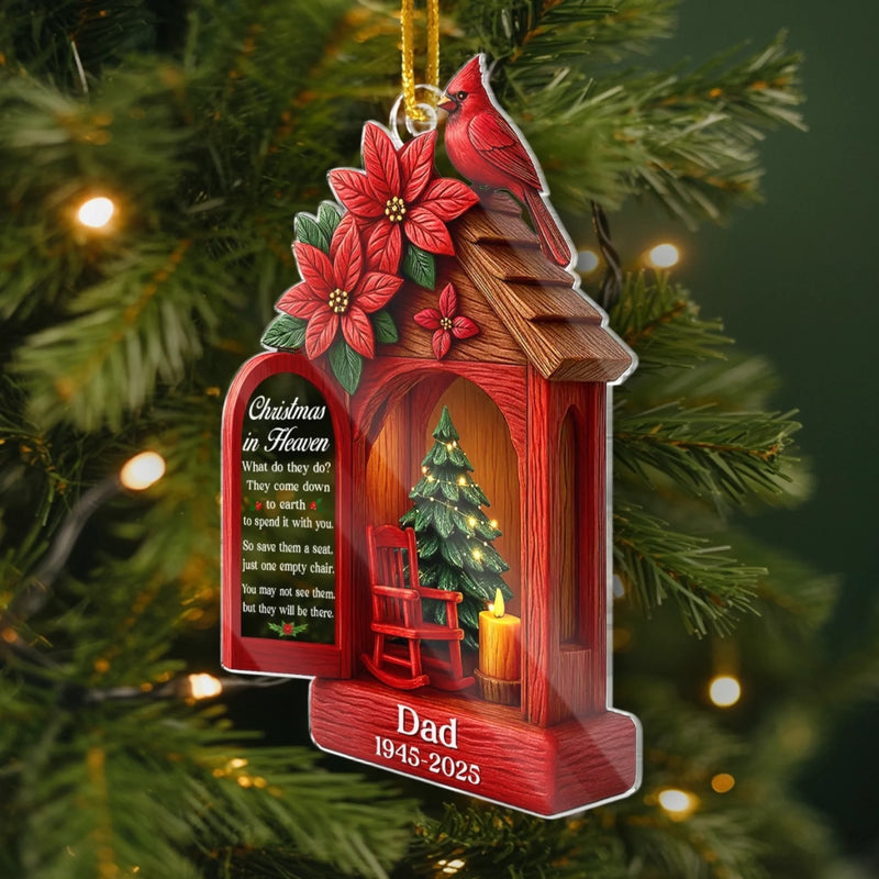 Custom Cardinal Acrylic Ornament - Personalized Christmas Memorial Sympathy Gifts For Loss Of Mom, Dad - Holding Your Love Forever Close