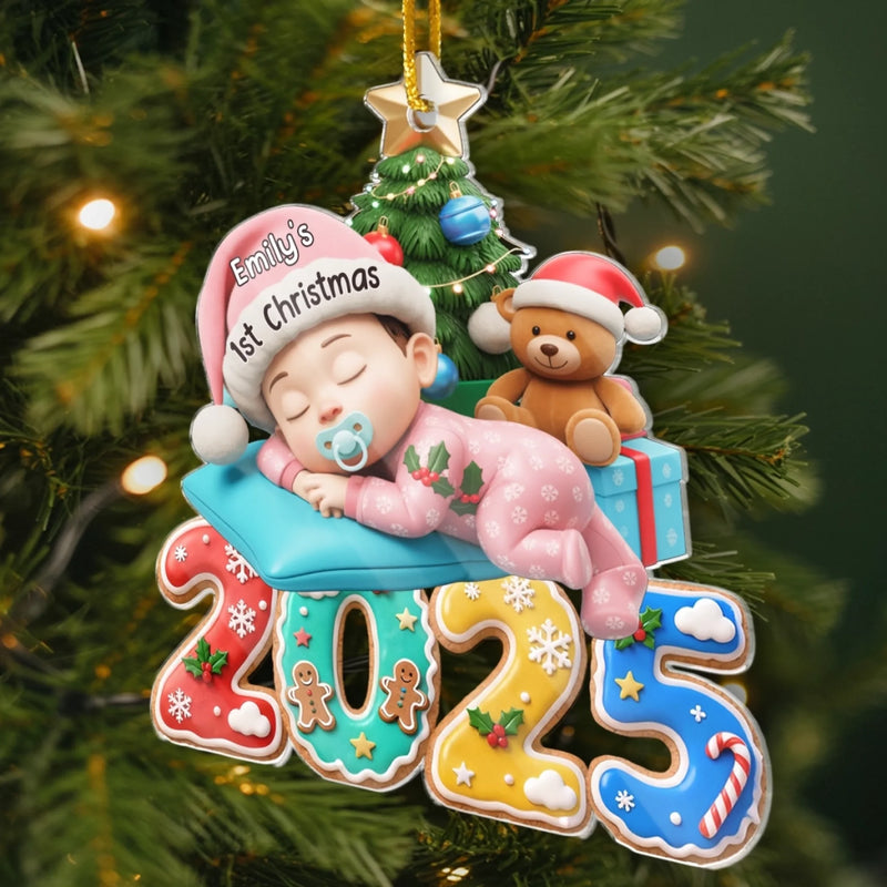 Custom First Christmas Acrylic Ornament - Personalized Christmas Baby Shower, Gender Reveal Gifts For New Moms, New Dads, New Parents - Our Greatest Blessing